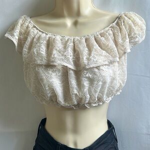 White lace crop top